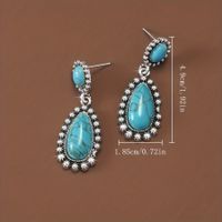 Wholesale Jewelry Retro Water Droplets Alloy Turquoise Inlay Ear Studs main image 5