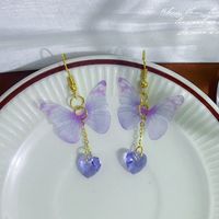 1 Piece Elegant Cute Wedding Butterfly Tassel Plating Artificial Crystal Alloy Fabric Drop Earrings main image 2