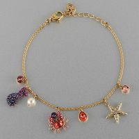 Vacation Simple Style Crab Alloy Plating Inlay Artificial Gemstones Women's Bracelets sku image 1