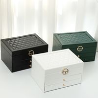 Basic Classic Style Solid Color Pu Leather Jewelry Boxes main image 3