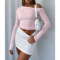 Women's T-shirt Long Sleeve T-shirts Pleated Sexy Solid Color main image 5