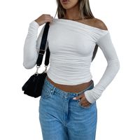 Women's T-shirt Long Sleeve T-shirts Pleated Sexy Solid Color main image 2