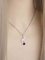 Casual Cute Cat Alloy Three-dimensional Inlay Artificial Pearls Women's Pendant Necklace main image 4