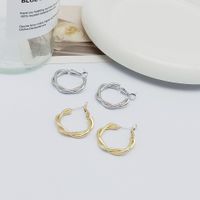 1 Pair Vintage Style Geometric Waves Solid Color Plating Iron Hoop Earrings main image 4