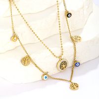 Stainless Steel Hip-Hop Cool Style Plating Devil'S Eye Double Layer Necklaces main image 4