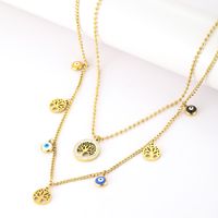 Stainless Steel Hip-Hop Cool Style Plating Devil'S Eye Double Layer Necklaces main image 5