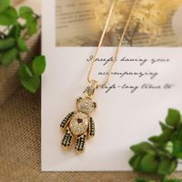 Simple Style Commute Little Bear Copper Plating Inlay Zircon 18k Gold Plated Pendant Necklace sku image 2