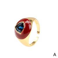 Casual Streetwear Triangle Square Heart Shape Copper Enamel Plating Inlay Zircon 18k Gold Plated Open Rings sku image 1