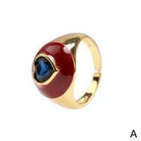 Casual Streetwear Triangle Square Heart Shape Copper Enamel Plating Inlay Zircon 18k Gold Plated Open Rings main image 4