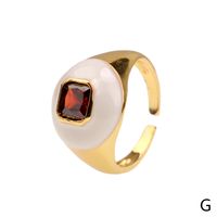 Casual Streetwear Triangle Square Heart Shape Copper Enamel Plating Inlay Zircon 18k Gold Plated Open Rings sku image 12