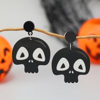 1 Pair Exaggerated Funny Punk Pumpkin Spider Skull Arylic Drop Earrings sku image 4