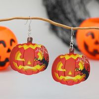 1 Pair Exaggerated Funny Punk Pumpkin Spider Skull Arylic Drop Earrings sku image 6