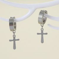 1 Pair Casual Classic Style Cross Stainless Steel Drop Earrings main image 3