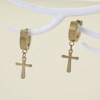 1 Pair Casual Classic Style Cross Stainless Steel Drop Earrings main image 1