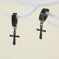 1 Pair Casual Classic Style Cross Stainless Steel Drop Earrings main image 2