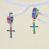 1 Pair Casual Classic Style Cross Stainless Steel Drop Earrings main image 5