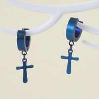 1 Pair Casual Classic Style Cross Stainless Steel Drop Earrings main image 4