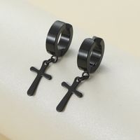 1 Pair Casual Classic Style Cross Stainless Steel Drop Earrings sku image 4