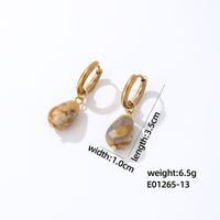 1 Paire Décontractée Style Simple Les Gouttelettes D'Eau Placage Acier Inoxydable 304 La Pierre Naturelle Plaqué Or K Boucles D'oreilles sku image 12