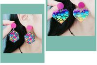 Wholesale Jewelry Sweet Heart Shape Rubik's Cube Arylic Drop Earrings main image 3