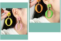 Wholesale Jewelry Simple Style Geometric Solid Color Arylic Rhinestones Hollow Out Inlay Drop Earrings main image 3