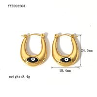 1 Paar Vintage-Stil Teufels Auge Herzform Überzug Inlay 201 Edelstahl Strasssteine Perle 18 Karat Vergoldet Reif Ohrringe sku image 4