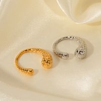 Ig Style Asymmetrical Solid Color Stainless Steel Plating 18k Gold Plated Open Rings main image 6