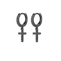 1 Pair Simple Style Cross Plating Inlay Copper Zircon K Gold Plated Rhodium Plated Drop Earrings sku image 3