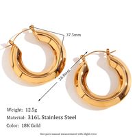 1 Pair Vintage Style Simple Style Classic Style C Shape Plating Inlay Stainless Steel Zircon 18k Gold Plated Ear Studs sku image 18
