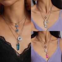 Elegant Geometric Zinc Alloy Inlay Artificial Gemstones Women's Layered Necklaces main image 3