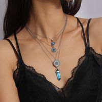 Elegant Geometric Zinc Alloy Inlay Artificial Gemstones Women's Layered Necklaces main image 1