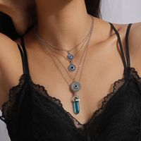 Elegant Geometric Zinc Alloy Inlay Artificial Gemstones Women's Layered Necklaces sku image 3