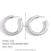 1 Pair Vintage Style Simple Style Classic Style C Shape Plating Inlay Stainless Steel Zircon 18k Gold Plated Ear Studs sku image 12