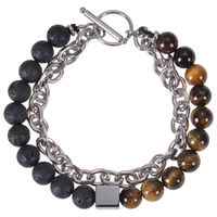 Basic Classic Style Geometric Stainless Steel Tiger Eye Men's Bracelets sku image 6