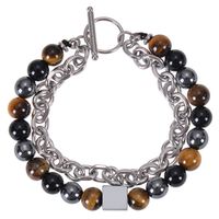 Basic Classic Style Geometric Stainless Steel Tiger Eye Men's Bracelets sku image 5