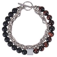 Basic Classic Style Geometric Stainless Steel Tiger Eye Men's Bracelets sku image 7