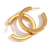 1 Pair Vintage Style Simple Style Classic Style C Shape Plating Inlay Stainless Steel Zircon 18k Gold Plated Ear Studs sku image 19