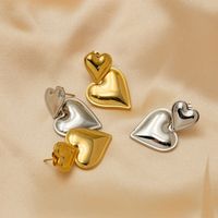 1 Pair Vintage Style Heart Shape Stainless Steel 18K Gold Plated Drop Earrings main image 1