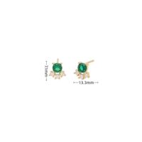 1 Pair Vintage Style Geometric Color Block Plating Inlay Sterling Silver Zircon White Gold Plated Ear Studs main image 2