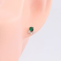 1 Pair Vintage Style Geometric Color Block Plating Inlay Sterling Silver Zircon White Gold Plated Ear Studs main image 4