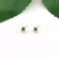 1 Pair Vintage Style Geometric Color Block Plating Inlay Sterling Silver Zircon White Gold Plated Ear Studs main image 3