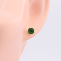 1 Pair Retro Square Solid Color Plating Inlay Sterling Silver Zircon White Gold Plated Ear Studs main image 4