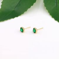 1 Pair Retro Square Solid Color Plating Inlay Sterling Silver Zircon White Gold Plated Ear Studs main image 2