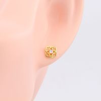1 Pair Sweet Flower Plating Hollow Out Inlay Sterling Silver White Gold Plated Ear Studs main image 4