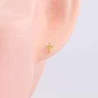 1 Pair Vintage Style Simple Style Cross Solid Color Plating Sterling Silver Gold Plated Ear Studs main image 2