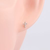 1 Pair Vintage Style Simple Style Cross Solid Color Plating Sterling Silver Gold Plated Ear Studs main image 5