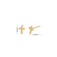 1 Pair Vintage Style Simple Style Cross Solid Color Plating Sterling Silver Gold Plated Ear Studs sku image 2