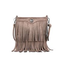 Women's Deerskin Velvet Solid Color Classic Style Tassel Square Zipper Crossbody Bag sku image 4