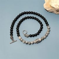Simple Style Round Natural Stone Beaded Men's Necklace main image 2