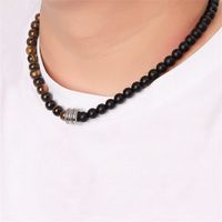 Simple Style Round Natural Stone Beaded Men's Necklace main image 5